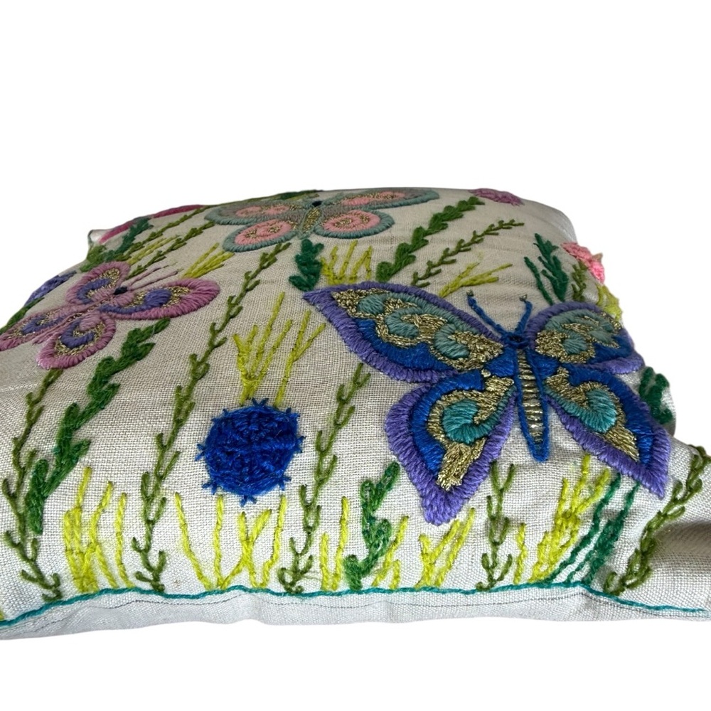 Embroidered Butterfly Throw Pillow‎ - Picture 2 of 8